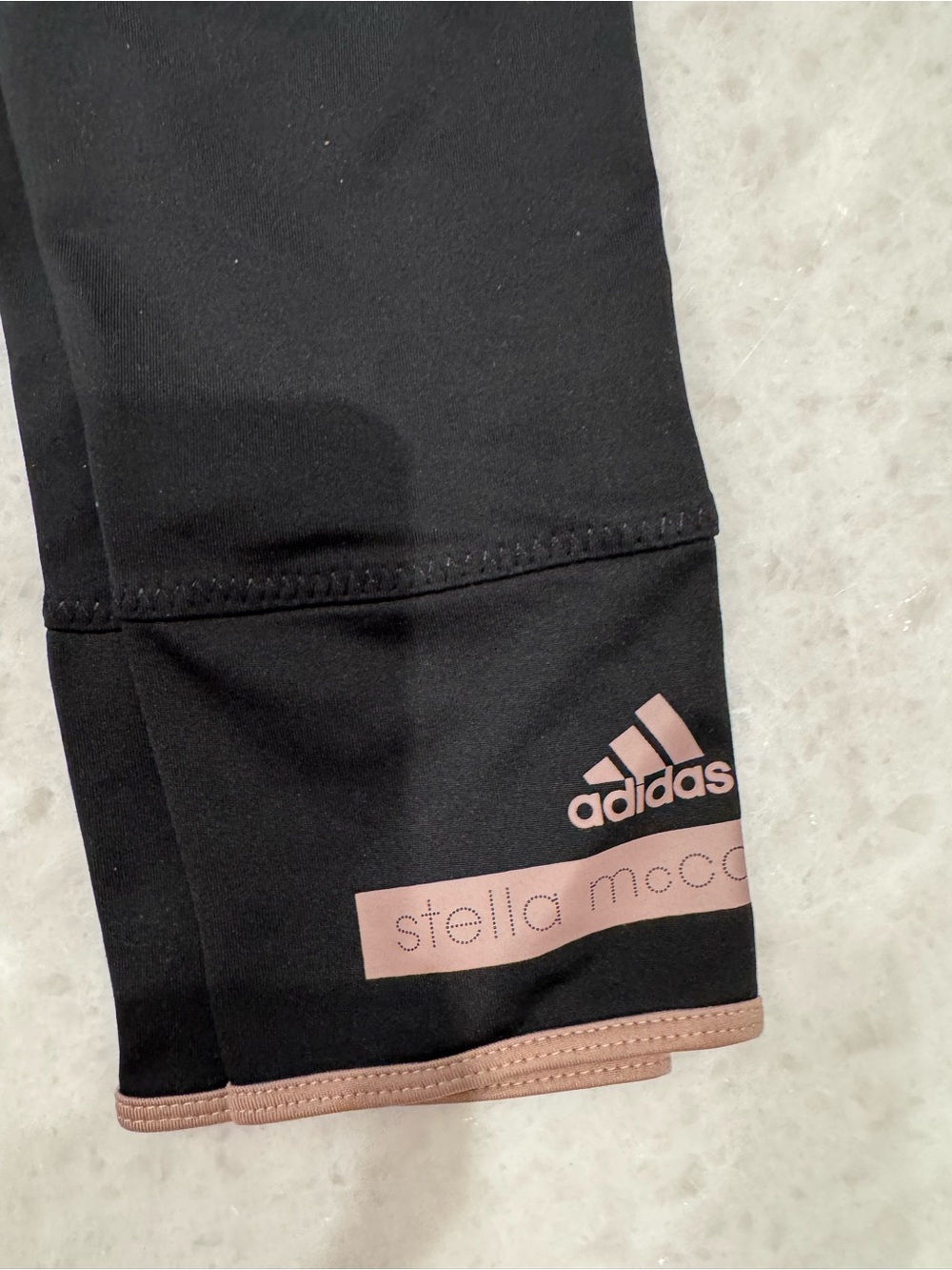 Adidas by Stella McCartney Black Leggings with Blush Pink Logo